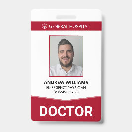 Crachá de ID de Funcionarios Médico do Hospital Mé
