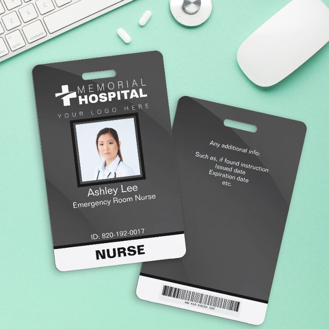 Crachá de ID de hospital personalizado para enferm (Criador carregado)