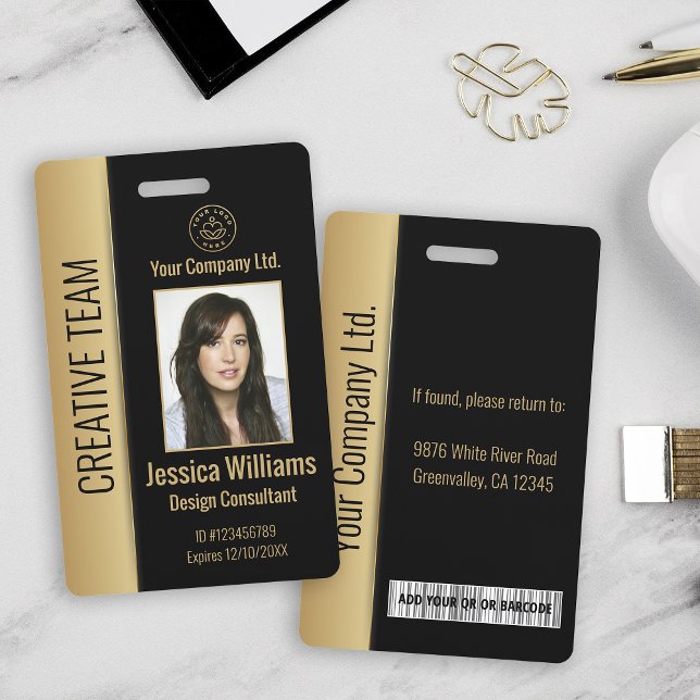 Crachá de ID de Luxo Personalizado para Funcionári (Criador carregado)