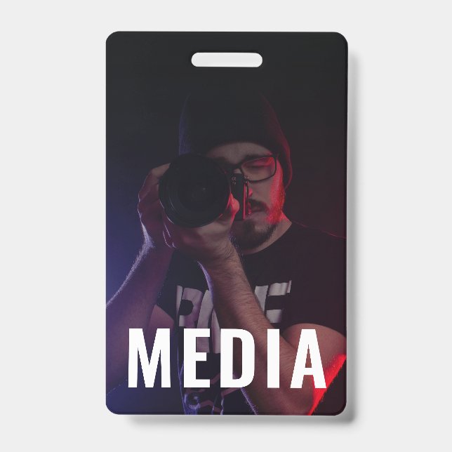 Crachá de ID de Mídia com Foto de Bastidores (Frente)