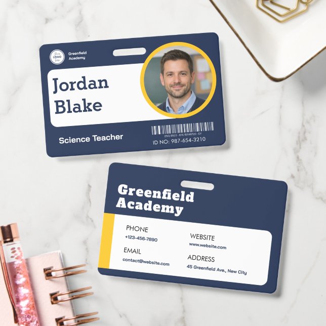 Crachá de ID de Professor Personalizado com Logoti (Escritório)