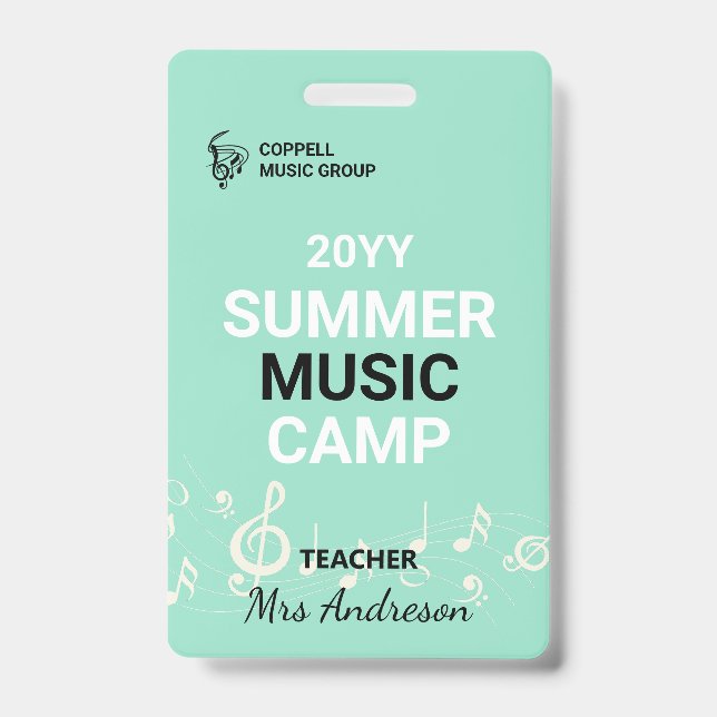 Crachá de ID de Professora do Camp de Música de Ve (Front)