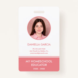 Crachá de ID de Professora Personalizado da Escola