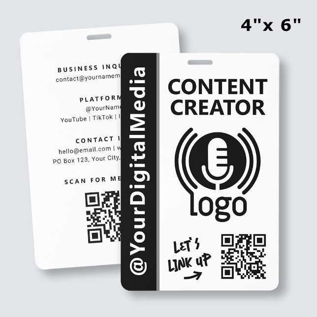 Crachá de ID de Rede de Criador de Conteúdo Modern (Criador carregado)