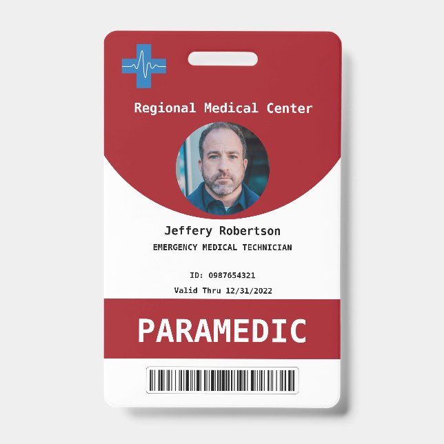Crachá de ID de Segurança de Paramédico (Frente)