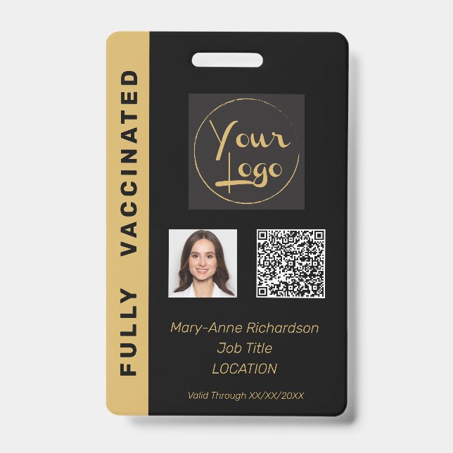 Crachá de ID de Vacinação com Código QR de Foto Em (Frente)