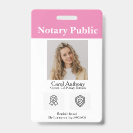 Crachá de ID do Agente de Assinatura Notária/Públi