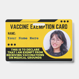 Crachá de ID do Cartão de Isenção Médica para Vaci