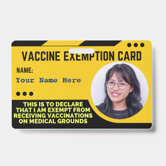 Crachá de ID do Cartão de Isenção Médica para Vaci