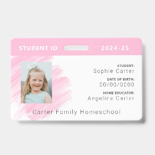 Crachá de ID do Estudante da Escola Doméstica Rosa