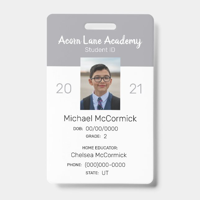 Crachá de ID do Estudante da Escola Homóloga da Ci (Frente)