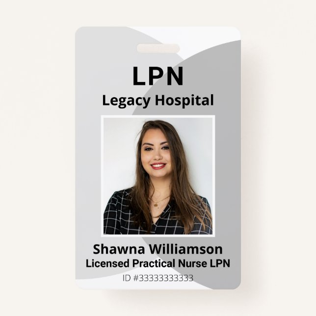 Crachá de ID do funcionário da Cinza profissional  (Frente)