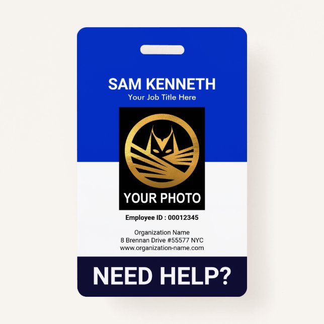 Crachá de ID do Funcionarios Médico da Coluna Azul (Frente)