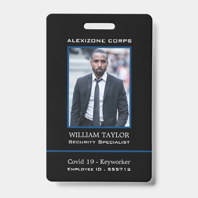 Crachá de ID do setor de segurança de fotos modern (Frente)