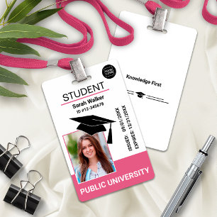Crachá de ID Escolar Universitário – Rosa