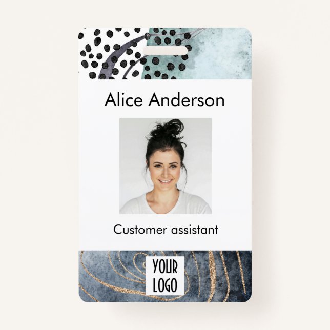 Crachá de ID feminino moderno elegante para pequen (Frente)