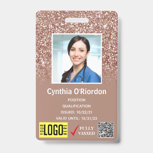 Crachá de ID Médico com Código QR e Barcode em Gli (Frente)