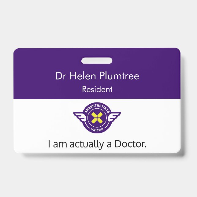 Crachá de ID médico personalizável (Frente)