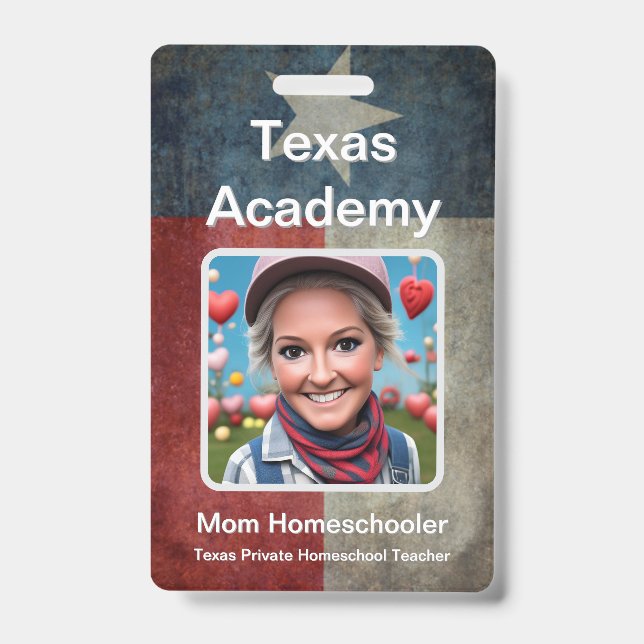 Crachá de ID para Ensino Domiciliar no Texas (Frente)