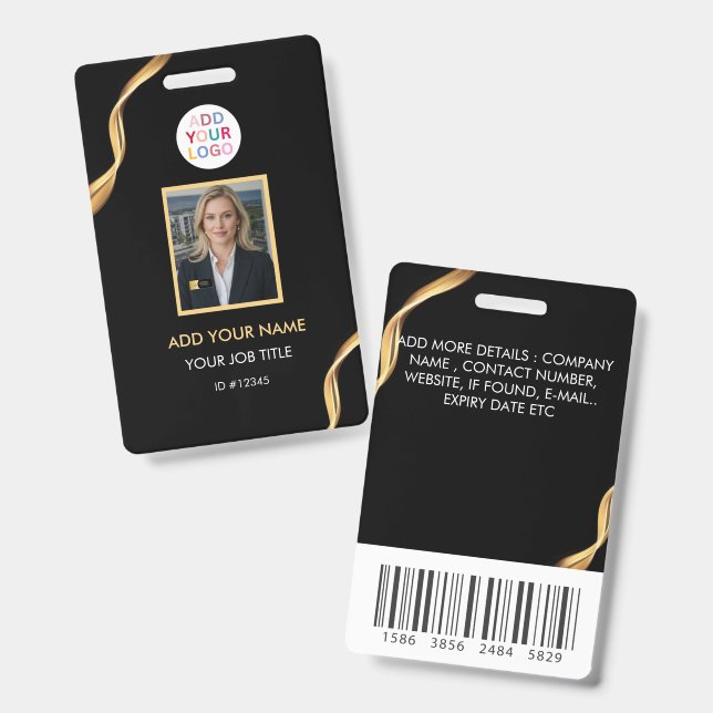 Crachá de ID Personalizado com Código de Barras em (Frente e verso)