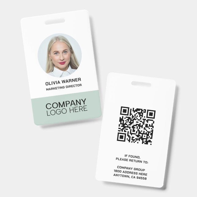 Crachá de ID personalizado com foto de funcionário (Frente e verso)