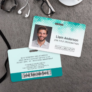 Crachá de ID Personalizado com Gradiente Verde Azu