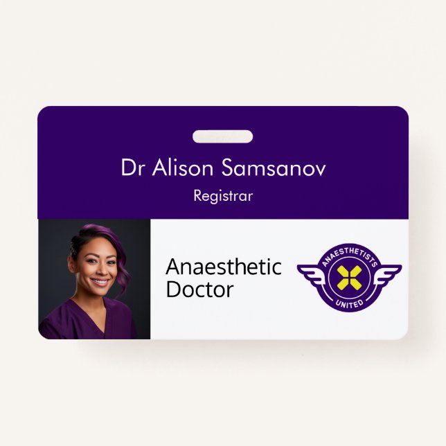 Crachá de ID personalizável com fotografia (Frente)