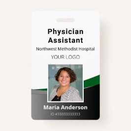 Crachá de ID preto e verde para funcionários profi