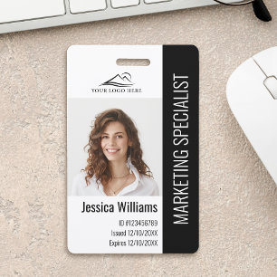 Crachá de ID preto personalizado para funcionários