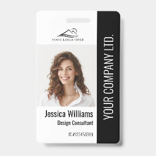 Crachá de ID preto personalizado para funcionários