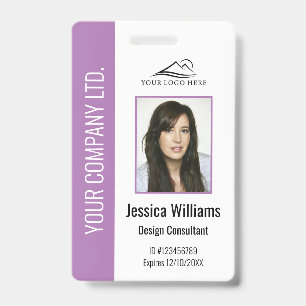 Crachá de ID Roxo Personalizado para Funcionário C