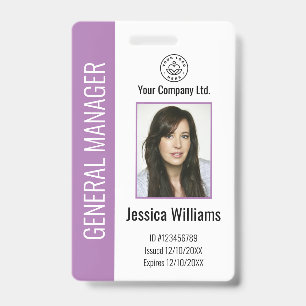 Crachá de ID Roxo Personalizado para Funcionários