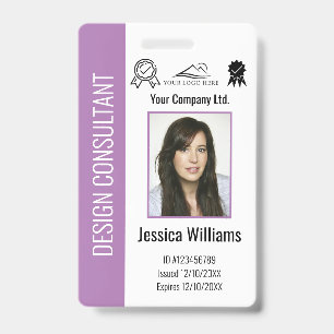 Crachá de ID Roxo Personalizado para Funcionários 