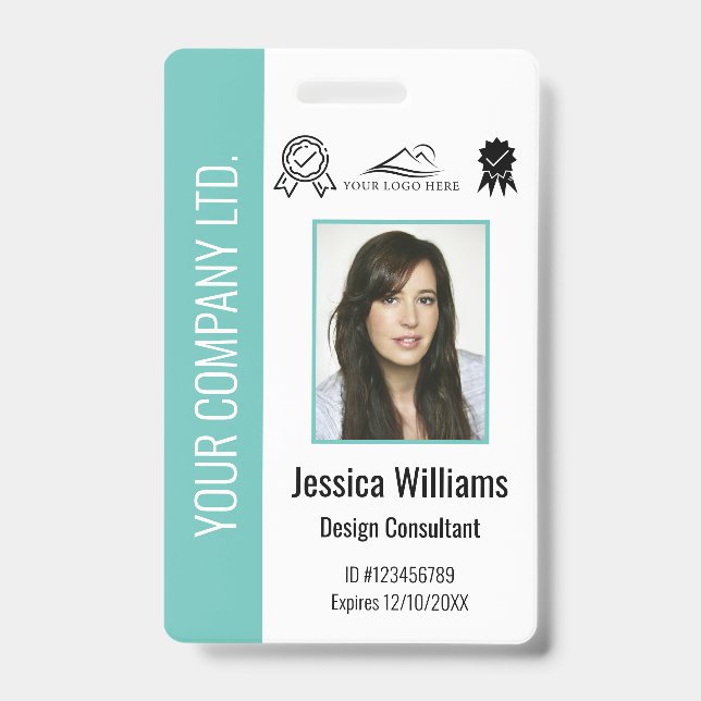 Crachá de ID Teal Personalizado para Empresa Certi (Frente)