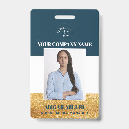 Crachá de ID verde Fotografia do logotipo do nome 