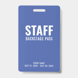 Crachá de Identificação Azul de Acesso ao Backstag