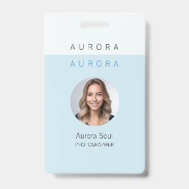 Crachá de identificação azul de duas cores minimal