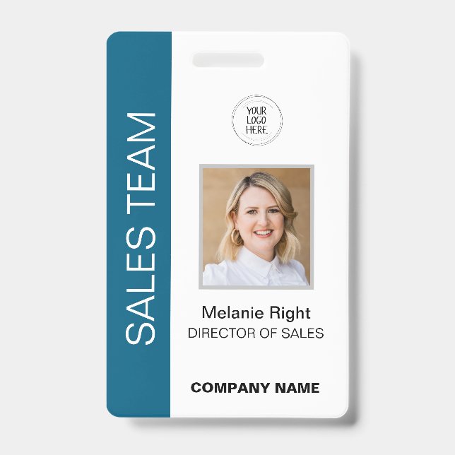 Crachá de identificação azul moderno (Frente)