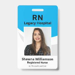 Crachá de identificação azul profissional com códi