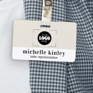 Crachá de identificação com código QR logotipo nom