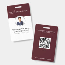 Crachá de identificação com código QR para funcion
