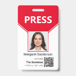 Crachá de identificação com foto e código QR para 
