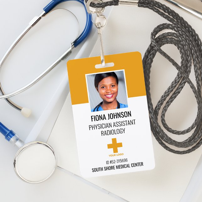 Crachá de Identificação com Foto e Logotipo Person (Personalized Medical Employee Logo Photo ID Badge)