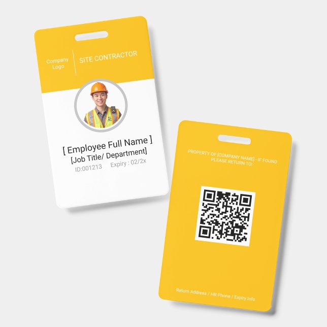 Crachá de Identificação com Foto para Empreiteiro  (Frente e verso)