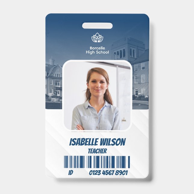 Crachá de Identificação com Foto para Professor e  (Frente)