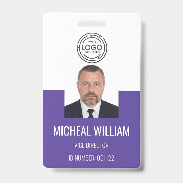 Crachá de Identificação Corporativo Roxo (Frente)