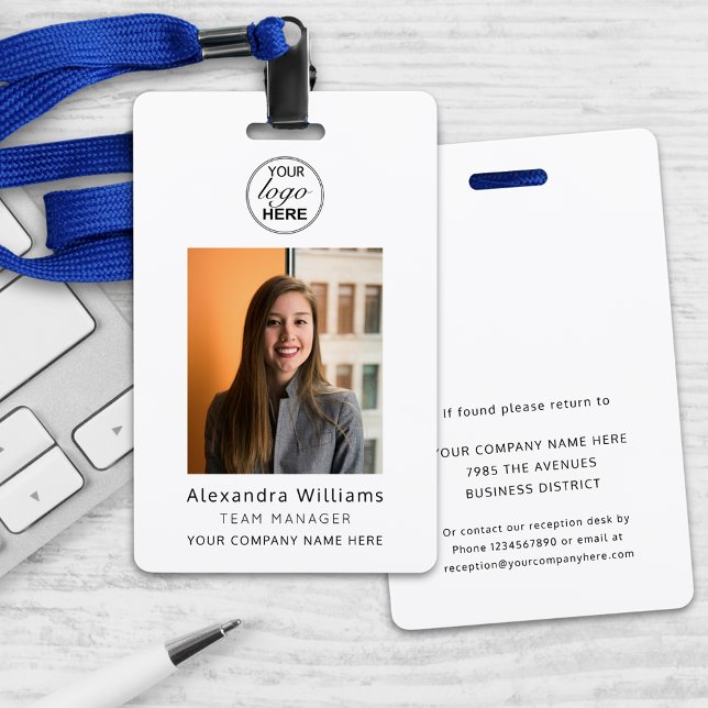 Crachá de identificação da empresa Segurança (Custom photo id corporate employee security badge With name, job title and details if lost)