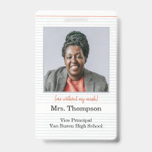 Crachá de identificação de administrador de volta 