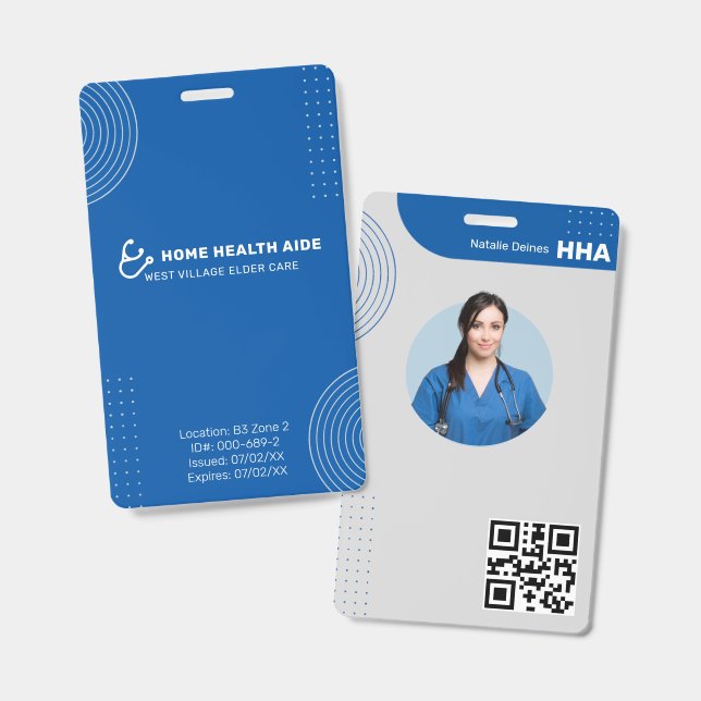 Crachá de Identificação de Auxiliar de Saúde Domic (Frente e verso)