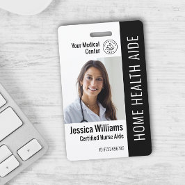 Crachá de Identificação de Auxiliar de Saúde em Ca